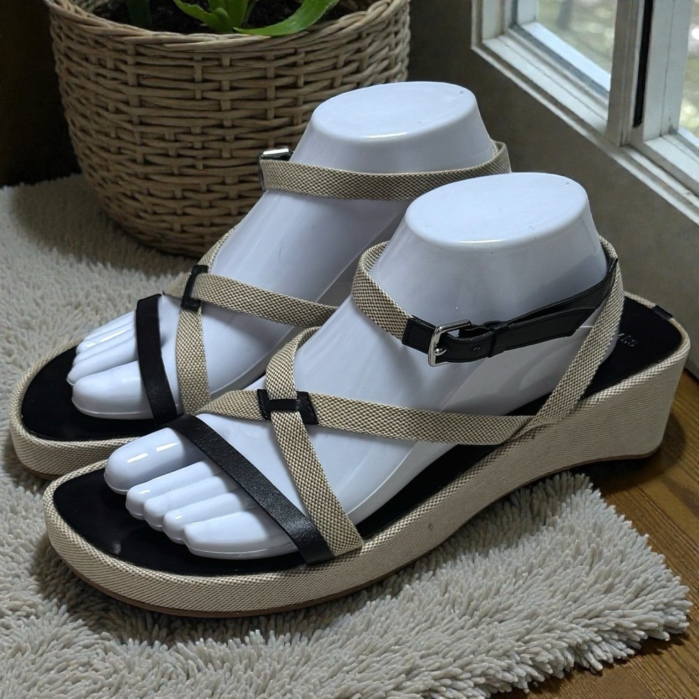 Hermès Women Strap Sandals‎ Black/Beige Canvas Leather Capsule Resort Luxury 11